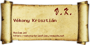 Vékony Krisztián névjegykártya